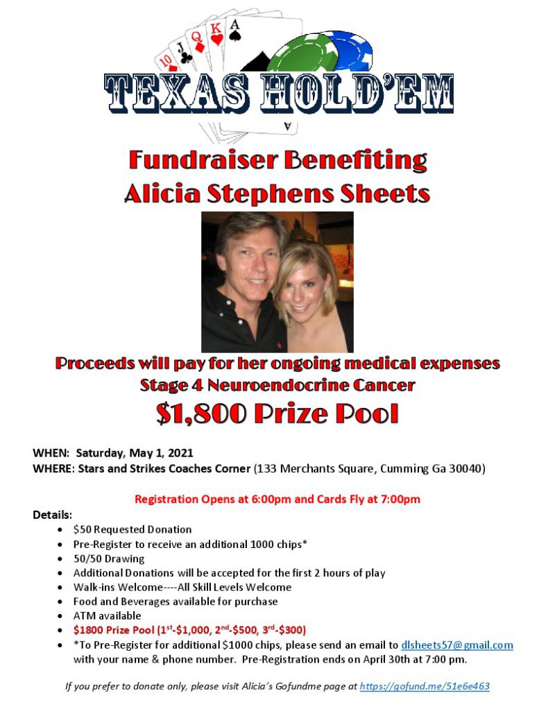 Fundraiser to Benefit Alicia Stephens Sheets - Stars and Strikes at 5thstreetpoker.com
